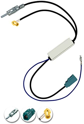 Vecys DAB FM Antenna Splitter Car Antenna Amplifier SMB Socket to DIN Plug to Fakra Z Adapter Converter Compatible with AM/FM/DAB + Car Radio Antenna