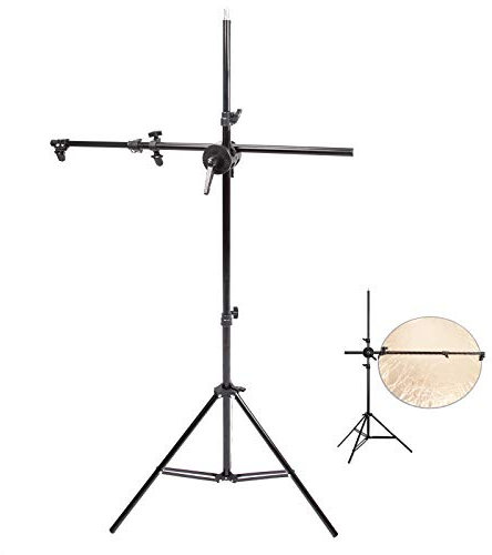 Soporte para Iluminación Kit: 1x Soporte de Luz de Aluminio 2 m y 1x Brazo de Extensión Trípode 174cm Ajustable con Abrazadera Doble para Reflectores, Softbox, Luz de fotografía y Fondo
