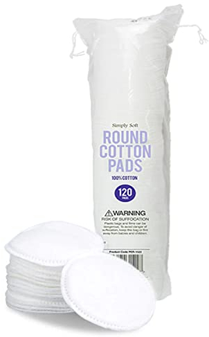 Cotton Pads Makeup Remover Face Cleansing Pad Cleanser for Facial Eye Nail Lash Hypoallergenic Organic Disposable Natural Simple Soft Round Absorbent Gentle Skin Care Beauty Products (Pack of 120)