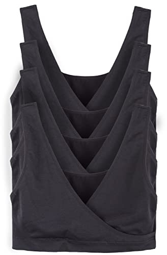 Caramel Cantina Pack de 4 Sostén de Lactancia para Mujer Comodidad Dormir Negro XS, Negro, XS