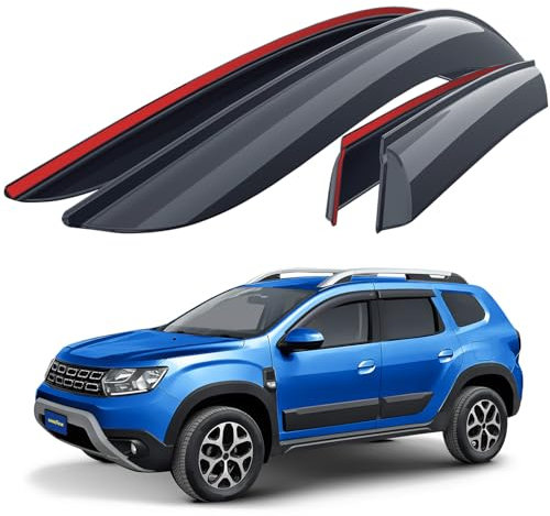 Goodyear Tape-on Car Wind Deflectors for/compatible with Dacia Duster 2017-2024 (MK2) - Car accessories - Rain Deflectors -Let Fresh Air In During Rain- Sunshades- Reduced Wind Noise-4 Pcs