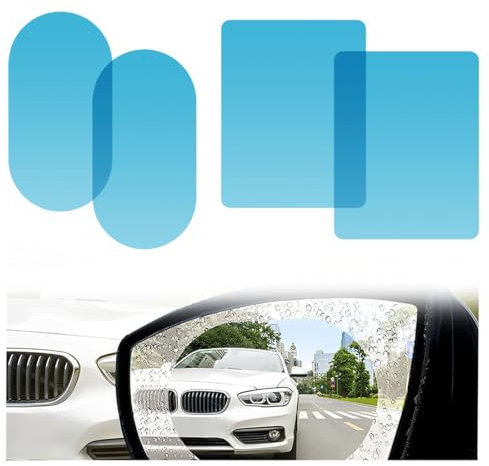 MEXRUMI 4 Stück Rückspiegel Regenfolie Auto Rückspiegel Wasserdichte Folie Auto Rückspiegel Und Seitenfenster Wasserdichte Spiegelfolie (Oval Und Quadratisch)