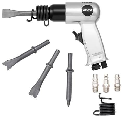 VEVOR Air Hammer, 4500BPM Pneumatic Hammer with 40mm Stroke & 4PCS Chisels Round Shank, Lightweight & Compact Air Chisel Pneumatic Shovel Tool for Cutting Punching Scraping