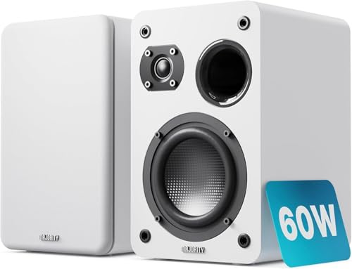 MAJORITY Bookshelf Passive Speakers |Hi-Fi Stereo Speakers Pair for Tuners Hi-Fi systems with build in amplifiers | Stereo 2.0, 60W RMS | Solid Build and Compact Size D70X Passive WHITE