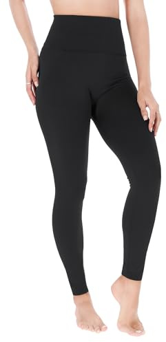 FUTURO FASHION Women’s Petite High Waist Leggings with Fleece Lining – Lightweight Thermal Leggings Black 8/10