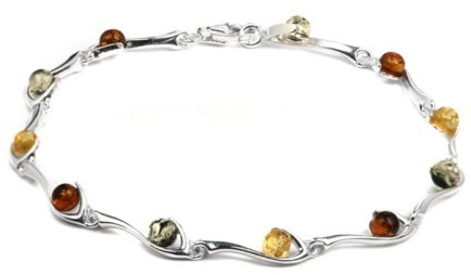 Ian and Valeri Co. Multicolor Amber Sterling Silver Bracelet 7.5 Inches