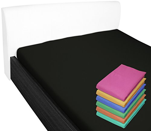 Nurtextil24 Bettlaken 240x250cm 28 Farben 100% Baumwolle ohne Gummizug (180x200cm und 200x200cm) Schwarz