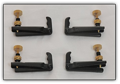 4 Feinstimmer 4/4- sowie 3/4-Bratsche, Viola, Metall Saitenfeinstimmer, Set à 4 Stück - Traditionelles Design (Farbe: Schwarz)