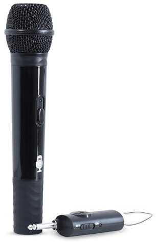 Singing Machine Portable Wireless Microphone (Black) - Premium Unidirectional UHF Wireless Mic for Singing, Speeches & Events - Cordless Mic Compatible with Karaoke Machines, PA Systems & More