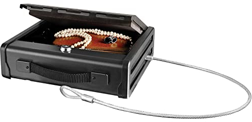 Master Lock Kompakt Tresor mit Schlüssel und Kabel, Ideal für Scheckbücher, Schmuck, Ausweise und mehr