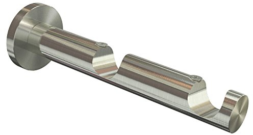 Flairdeco Träger offen für 20 mm Ø Gardinenstange, 2-läufig, Metall, Edelstahl-Optik