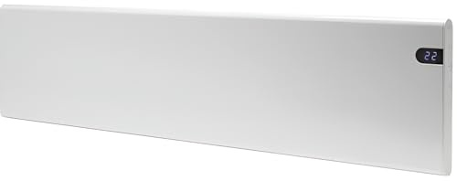Adax Neo Low Profile Electric Panel Heater/Convector Radiator With Timer, Thermostat, Modern, Slimline, Wall Mounted (White, 1200W)