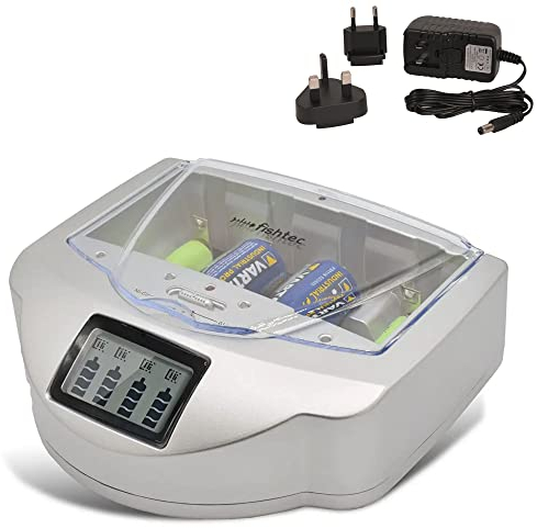 Fishtec - Cargador Universal de Pilas C/D/AA/AAA/6LR61 NiCd, NiMH y alcalinas
