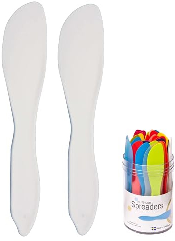 LINDEN SWEDEN Multi Purpose Spreaders | Versatile Butter Knife for Soft Cheese or Frosting | Safe for Kids | BPA-Free and Dishwasher-Safe | Set of 2 Spreaders Each | Made in Sweden | White