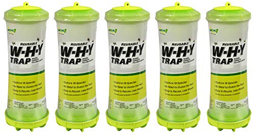 RESCUE! WHY Trap for Wasps, Hornets, & Yellowjackets – Hanging Outdoor Trap - 5 Traps