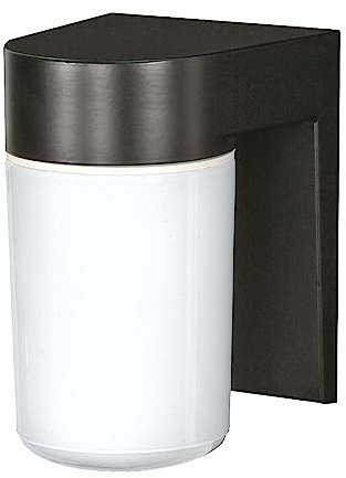 Nuvo SF77/137, Outdoor Wall Light Fixture, White Glass Cylinder, Black