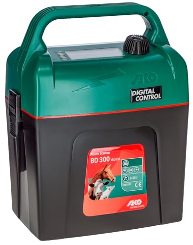 AKO Power Station BD 300 digital, Weidezaungerät Premium, 9 V Trockenbatteriegerät, Input 0.38 J, max. Spannung 11.000 V, für Zäune bis 6 km, 5 Jahre Garantie, Made in Germany