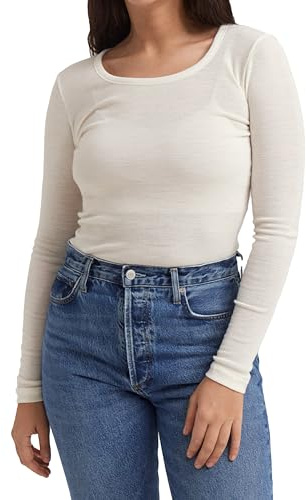 Dilling Merino Langarmshirt für Damen - Extra Feine Unterwäsche aus 100% Bio Merinowolle Natur 40