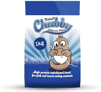 Chubby Mealworms Dried Silkworm Pupae (1Kg), Dried Silkworm for Wild Birds, Koi Fish, Reptiles, Turtles & Other Animals, High Protein Koi Food