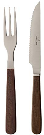 Villeroy & Boch Tex as Steak- und Pizzabesteck, 2-teilig, Edelstahl/Walnussholz
