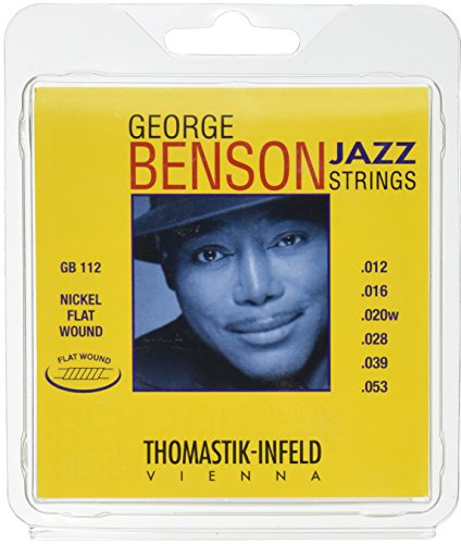 Thomastik-Infeld GB112 Jazz Guitar Strings: George Benson 6 String Set - Pure Nickel Flat Wounds E, B, G, D, A, E Set