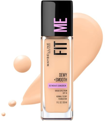 Maybelline Fit Me Dewy + Smooth Liquid Foundation Makeup, Classic Ivory, 1 Count (Packaging May Vary)