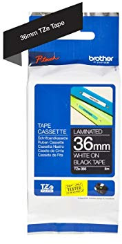 Brother Tze-365 Cassetta Nastro per Etichettatura Originale, Bianco su Nero, 36 Mm di Larghezza
