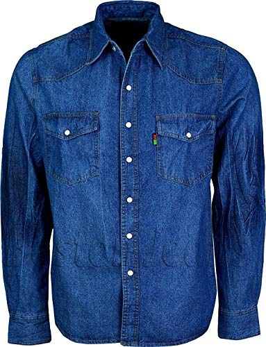Duke London Mens Western Stonewash Long Sleeved Trucker Denim Shirt