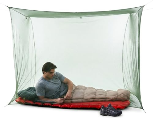 Coghlan's Double Rectangular Mosquito Net – Insect Protection for Camping, Hiking & Travel – Fits Two Sleeping Bags or Cots – Includes Setup Kit & Carry Bag – Green, 63 x 78 x 78