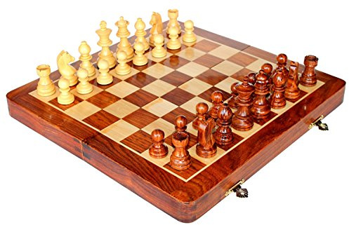 StonKraft Handmade Premium Wood 31 x 31 cms Chess Set - Wooden Fold-able Magnetic Set with Storage