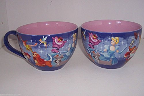 Disney Store Coffee Mug Cinderella Lady Tramp Cheshire Cat Peter Pan Grumpy Tinker Bell 25th Anniversary Retired