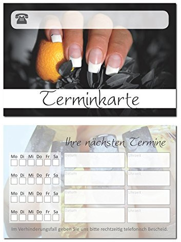 100 Stück hochwertige Terminkarten Nagelstudio Maniküre Wellness (schwarz)