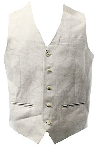 Perry Ellis Chaleco de traje de lino para hombre (talla X-S - 5x grande y alto), Pienso de lino natural., Small
