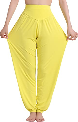 Hoerev Super Soft Spandex Byxor Modal Harem Yoga Pilates，Gul，XS