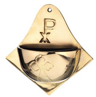 Bénitier , Hauteur 10 cm, Laiton, Or