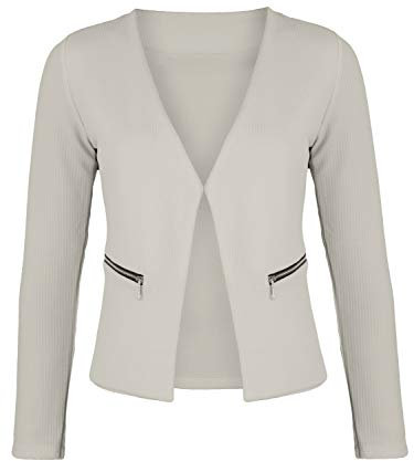 Damen Blazer mit Taschen (382), Farbe:Beige, Kostüme & Blazer für Damen:44 / XXL