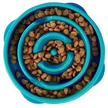 Kyjen 51006 Outward Hound Fun Feeder Slow Feed Interaktiver Bloat-Stop-Futternapf für Hunde, Größe S, blau