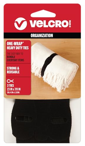 VELCRO Brand ONE-WRAP -Ties | Reusable Pre-cut and Self Gripping | For Bundling Hoses, Wood, Heavy Duty Extension Cords | 3 Ct 23” x 7/8” | Black - 90700