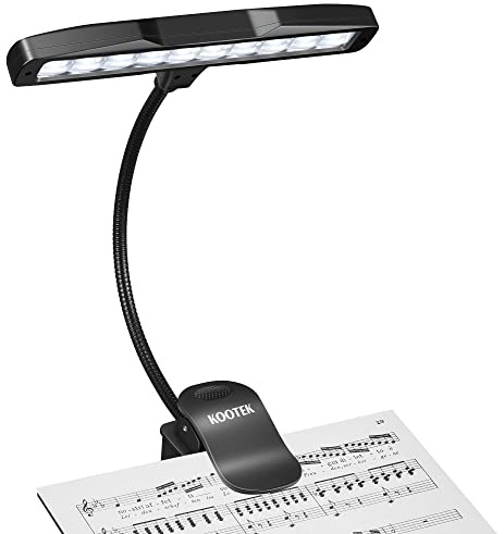 Kootek Music Stand Light, Eye Caring Clip-on Piano Lamp, 360° Flexible Gooseneck Adjustable Brightness USB Rechargeable for Sheet, Book Reading, Orchestra, Podium, Easel