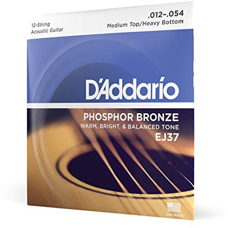 D'Addario Corde Chitarra Acustica | Corde per Chitarra Acustica | Corde Acustica | EJ37 Set Corde Acustica Ej Phosphor Brz Rnd Wnd, 12-54