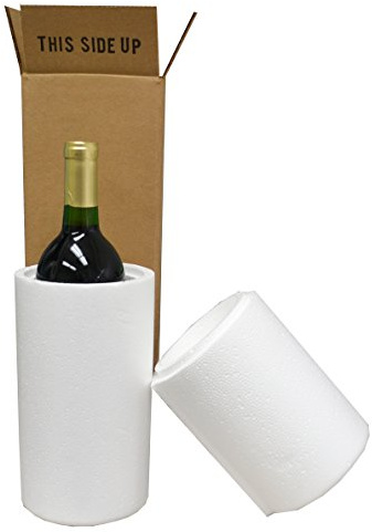 KITBIT Wine Shipping Boxes & Foam Shipper - 1 Bottle (6 Boxes, 6 Foam Containers) - 1BOXCOOL