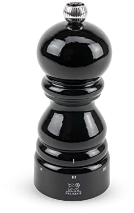 PEUGEOT 1870412 Paris Pfeffermühle Holz, 5,5 x 5,5 x 12 cm, schwarz lackiert