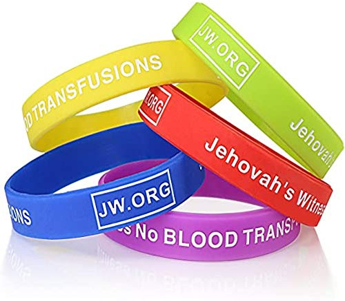 JW.org No Blood Medical Alert Flexible Silicone Wristband-5 pcs-Rainbow