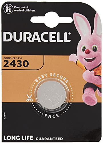 Duracell 2430 Pilas de botón de litio 3V (pack de 1) - Larga duración garantizada - Para llaves de control remoto, mandos y relojes deportivos - Embalaje Baby Secure - Garantía de 10 años en embalaje