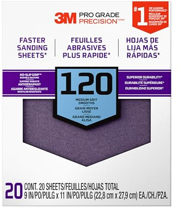 9 x 11 Grit Professional Grade Sandpaper [Set of 20] Grit: 120