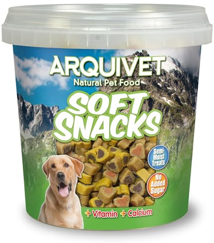 Arquivet, Soft Snacks Naturales para Perro en Forma de corazón Mix de sabores, Pollo, Caza, Cordero, salmón y arroz, Chuches para Perro, Golosinas para Perro, 800 g