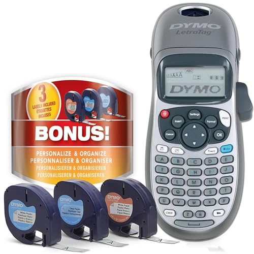 DYMO Label Maker, LetraTag 100H Handheld Label Maker, Easy-to-Use, 13 Character LCD Screen, Great for Home & Office Organization