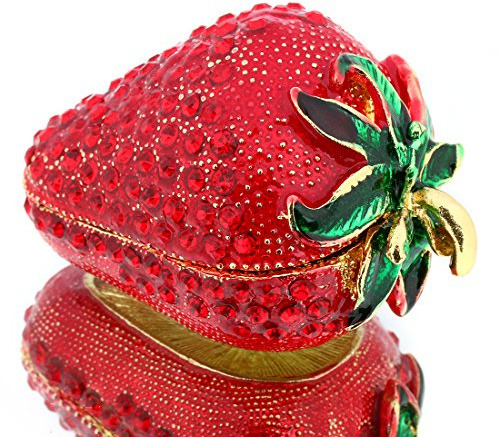 YU FENG Hinged Trinket Box For Girls, Handmade Red Strawberry Trinket Boxes Decorated for Women (red strawberry)