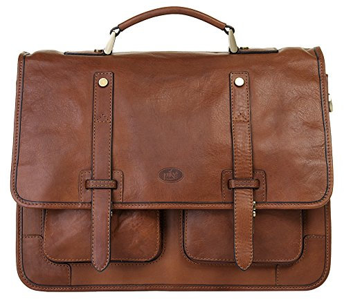 piké Aktentasche Echt Leder Damen | Made in Italy | Business Tasche mit Laptopfach | Messenger Bag mit Steckschloss | 017039