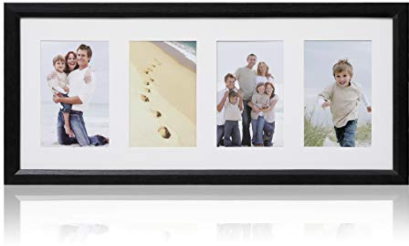 ARPAN CL-1016BK4 MDF 4, Multi Aperture Modern Photo Picture Frame with Mount (Black)